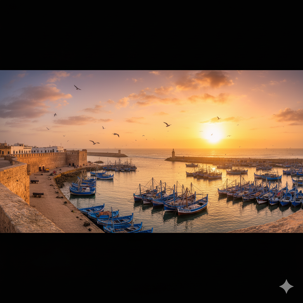 The Complete Guide to Luxury Travel in Morocco: Your Ultimate Journey Experience Essaouira fishing port and city walls at sunset