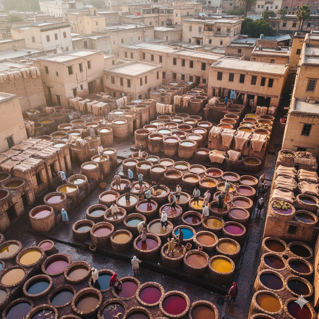 The Complete Guide to Luxury Travel in Morocco: Your Ultimate Journey Experience Fes traditional tanneries with artisans at work