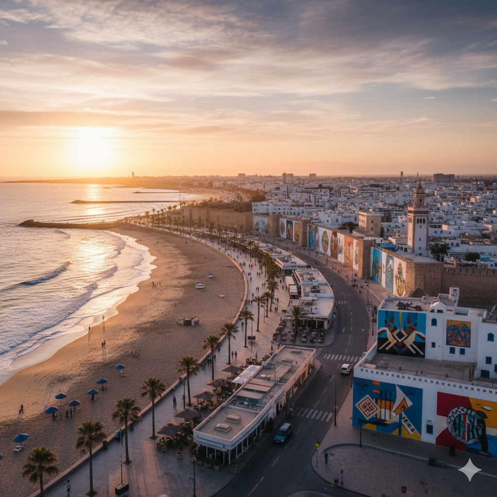 The Complete Guide to Luxury Travel in Morocco: Your Ultimate Journey Experience Moroccan coast showing Tangier, Agadir, and Asilah murals