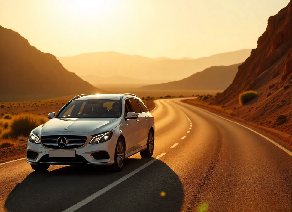 Luxury private transfer from Marrakech to Agadir with scenic views of the Atlas Mountains and Moroccan landscapes.