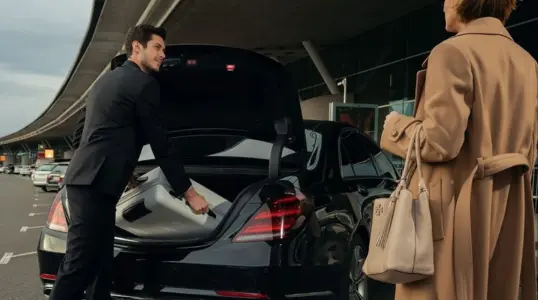 Private airport to hotel transfer in Morocco with professional chauffeur and luxury vehicle