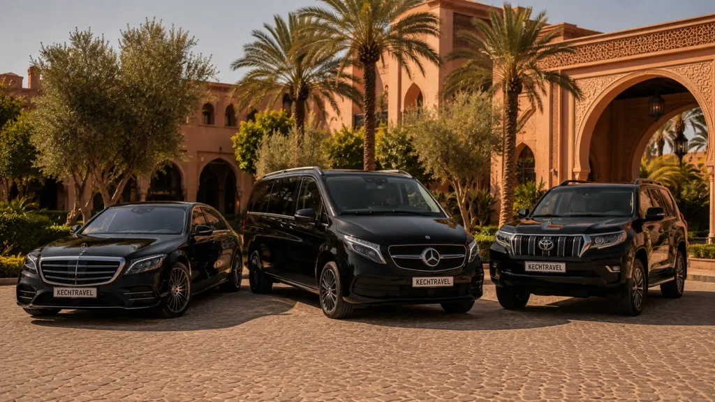 Black Mercedes luxury vehicles for chauffeur service in Morocco
