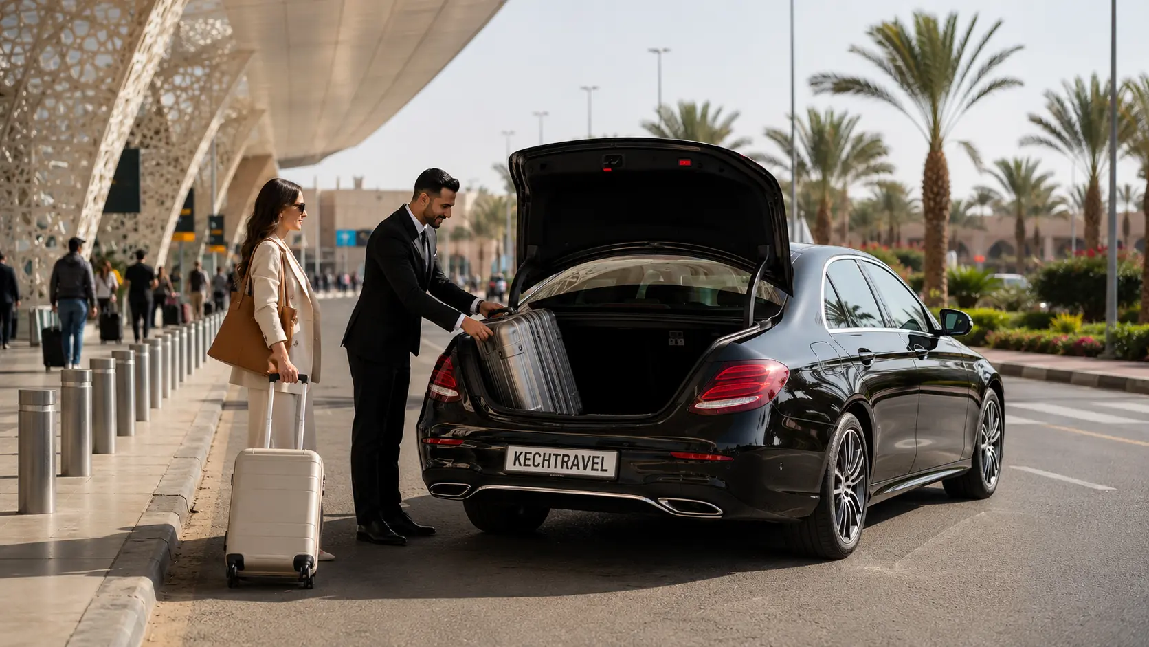 Private Transfer Private airport transfer in Morocco with black Mercedes and professional chauffeur