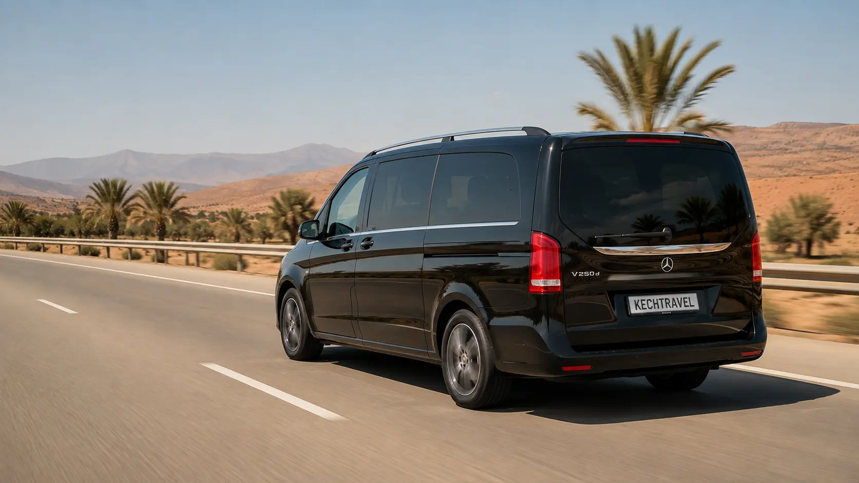 Private Transfer Black Mercedes V-Class for private intercity transfer in Morocco