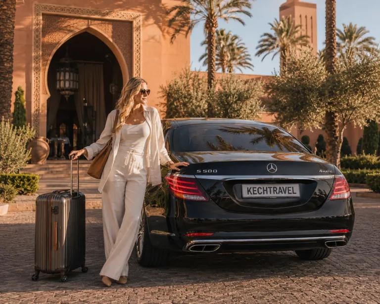 Private Transfer Marrakech to Essaouira Female traveler preparing for a private transfer from Marrakech to Essaouira