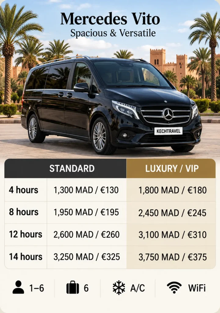 Mercedes Vito luxury taxi in Marrakech