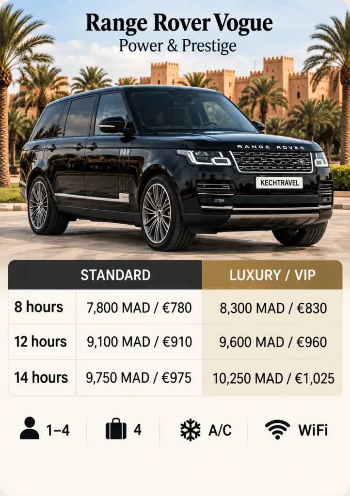 Range Rover Vogue luxury taxi in Marrakech