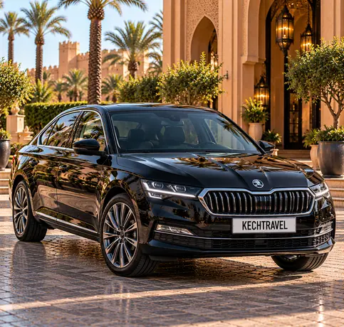 Skoda Superb private chauffeur vehicle in Morocco
